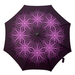 Pink Kaleidoscope Flower Mandala Art Hook Handle Umbrellas (small) by yoursparklingshop