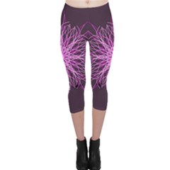 Pink Kaleidoscope Flower Mandala Art Capri Leggings  by yoursparklingshop