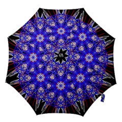 Kaleidoscope Flower Mandala Art Black White Red Blue Hook Handle Umbrellas (small) by yoursparklingshop