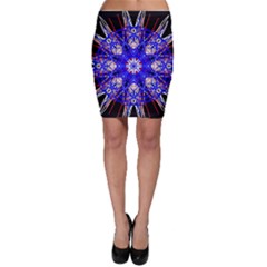 Kaleidoscope Flower Mandala Art Black White Red Blue Bodycon Skirts by yoursparklingshop