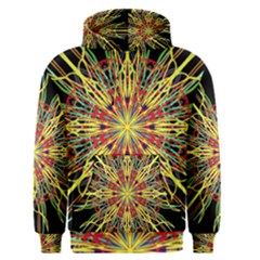 Kaleidoscope Flower Mandala Art Black Yellow Orange Red Men s Pullover Hoodie by yoursparklingshop