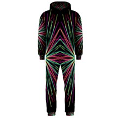 Pink Turquoise Black Star Kaleidoscope Flower Mandala Art Hooded Jumpsuit (men) 