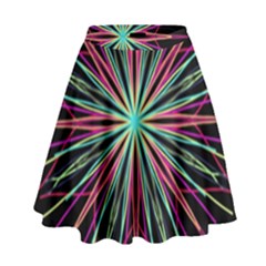 Pink Turquoise Black Star Kaleidoscope Flower Mandala Art High Waist Skirt by yoursparklingshop