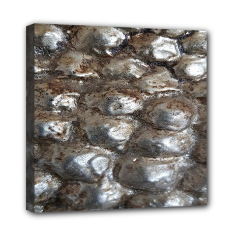 Festive Silver Metallic Abstract Art Mini Canvas 8  X 8  by yoursparklingshop