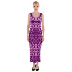 Lion In Purple Fitted Maxi Dress by pepitasart