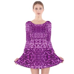 Lion In Purple Long Sleeve Velvet Skater Dress