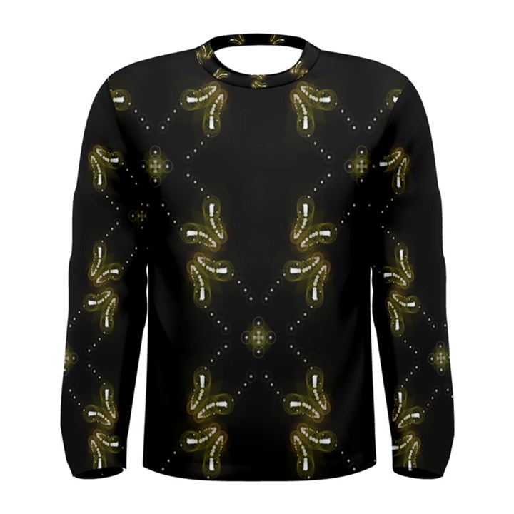 Festive Black Golden Lights  Men s Long Sleeve Tee