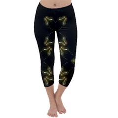 Festive Black Golden Lights  Capri Winter Leggings  by yoursparklingshop