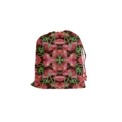 Floral Collage Pattern Drawstring Pouches (small)  by dflcprints