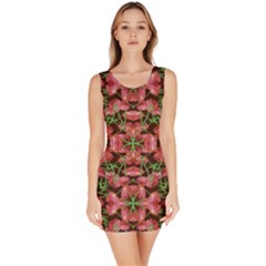 Floral Collage Pattern Sleeveless Bodycon Dress