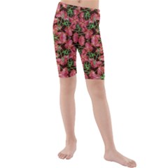 Floral Collage Pattern Kid s Mid Length Swim Shorts