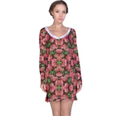 Floral Collage Pattern Long Sleeve Nightdress