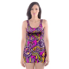 Purple Tribal Abstract Fish Skater Dress Swimsuit by KirstenStar