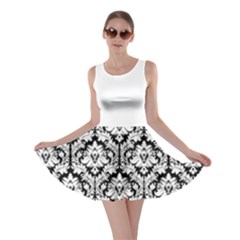 Black & White Damask Pattern Skater Dress by Zandiepants