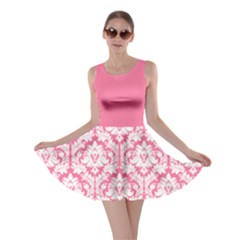 Damask Pattern Pink And White Skater Dress by Zandiepants