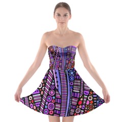 Stained Glass Tribal Pattern Strapless Dresses by KirstenStar