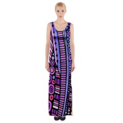 Stained Glass Tribal Pattern Maxi Thigh Split Dress by KirstenStar