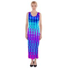 Melting Blues And Pinks Fitted Maxi Dress by KirstenStar