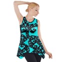 Teal on Black Funky Fractal  Side Drop Tank Tunic View1