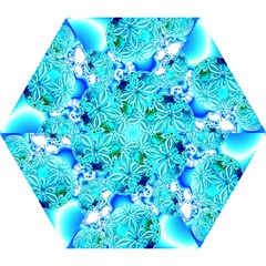 Blue Ice Crystals, Abstract Aqua Azure Cyan Mini Folding Umbrellas by DianeClancy