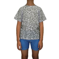 Black And White Abstract Texture Print Kid s Short Sleeve Swimwear