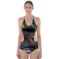 Happy Hallows Eve Cut-out One Piece Swimsuit by canvasngiftshop