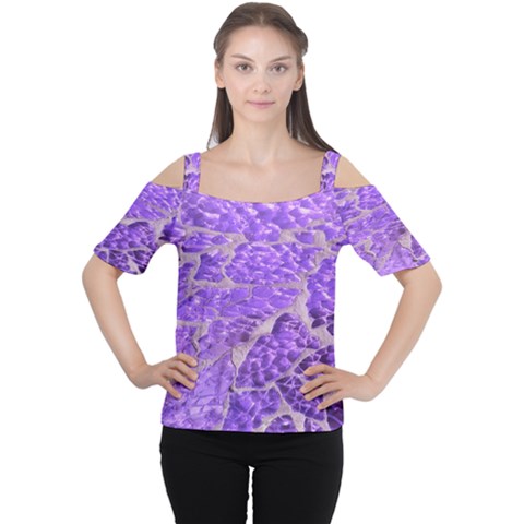 Festive Chic Purple Stone Glitter  Women s Cutout Shoulder Tee by yoursparklingshop