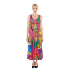 Colorful Floral Abstract Painting Sleeveless Maxi Dress by KirstenStar