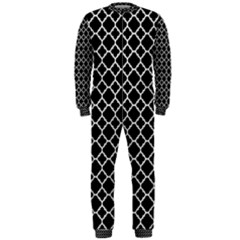 Black & White Quatrefoil Pattern Onepiece Jumpsuit (men) by Zandiepants