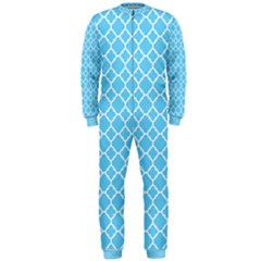 Bright Blue Quatrefoil Pattern Onepiece Jumpsuit (men) by Zandiepants