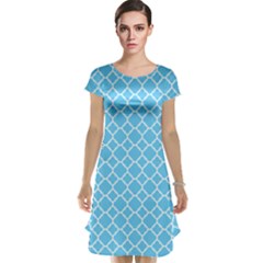 Bright Blue Quatrefoil Pattern Cap Sleeve Nightdress by Zandiepants