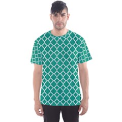 Emerald Green Quatrefoil Pattern Men s Sport Mesh Tee