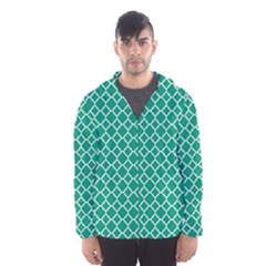 Emerald Green Quatrefoil Pattern Hooded Wind Breaker (men) by Zandiepants