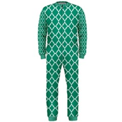 Emerald Green Quatrefoil Pattern Onepiece Jumpsuit (men) by Zandiepants