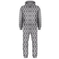 Grey Quatrefoil Pattern Hooded Jumpsuit (men) by Zandiepants