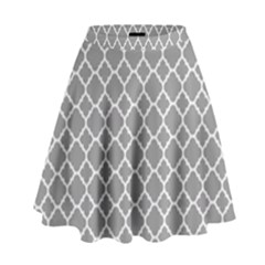 Grey Quatrefoil Pattern High Waist Skirt by Zandiepants