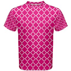 Hot Pink Quatrefoil Pattern Men s Cotton Tee by Zandiepants