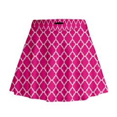 Hot Pink Quatrefoil Pattern Mini Flare Skirt