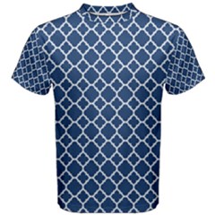 Navy Blue Quatrefoil Pattern Men s Cotton Tee by Zandiepants