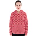 Poppy red quatrefoil pattern Women s Zipper Hoodie View1