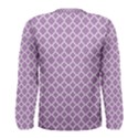 Purple Lilac White Quatrefoil Classic Pattern Men s Long Sleeve Tee View2