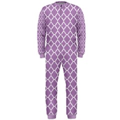 Lilac Purple Quatrefoil Pattern Onepiece Jumpsuit (men) by Zandiepants