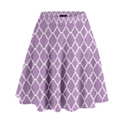 Lilac Purple Quatrefoil Pattern High Waist Skirt by Zandiepants