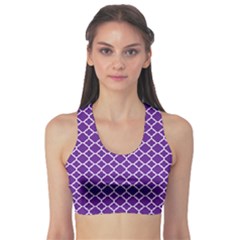 Royal Purple Quatrefoil Pattern Sports Bra by Zandiepants