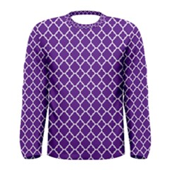 Royal Purple Quatrefoil Pattern Men s Long Sleeve Tee by Zandiepants