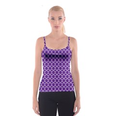 Royal Purple Quatrefoil Pattern Spaghetti Strap Top by Zandiepants