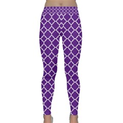 Royal Purple Quatrefoil Pattern Yoga Leggings  by Zandiepants