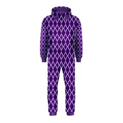 Royal Purple Quatrefoil Pattern Hooded Jumpsuit (kids) by Zandiepants