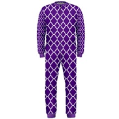 Royal Purple Quatrefoil Pattern Onepiece Jumpsuit (men) by Zandiepants