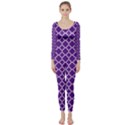 Royal purple quatrefoil pattern Long Sleeve Catsuit View1